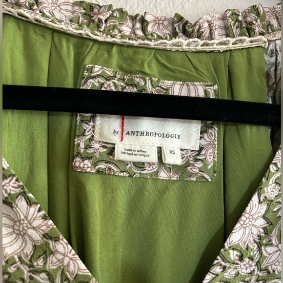 Anthropologie Robin Tiered Floral Mini Dress in Green Sz XS - Picture 4 of 10